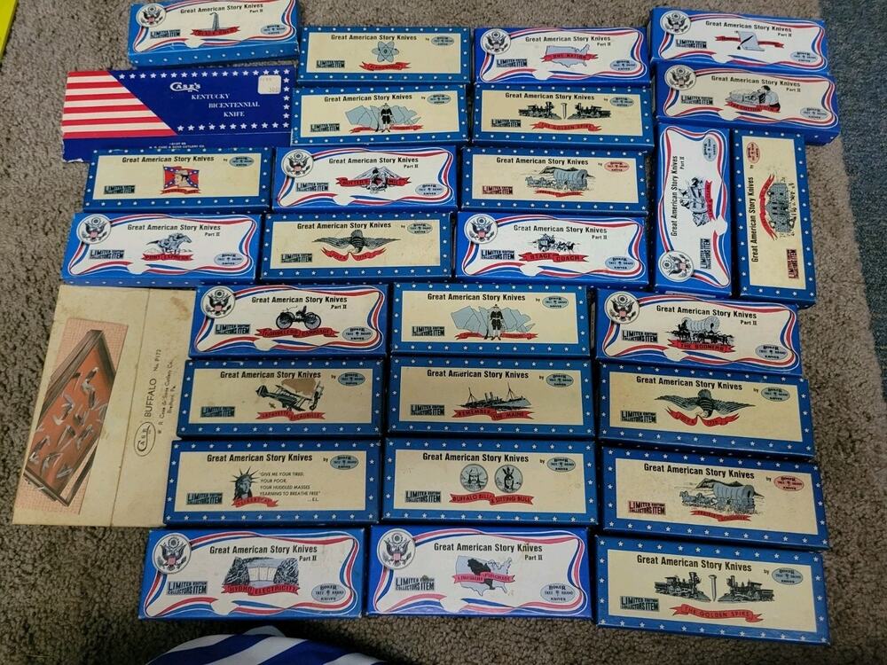 Boker Tree Brand Great American Story Huge Lot Of Boxes NO KNIVES
